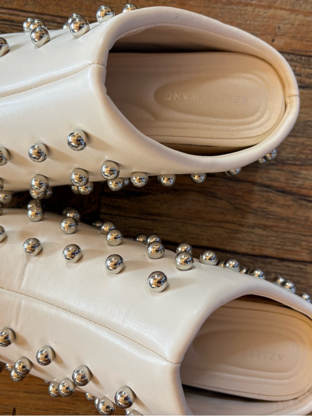 Alexander Wang Cream Studded Slip-On Mules